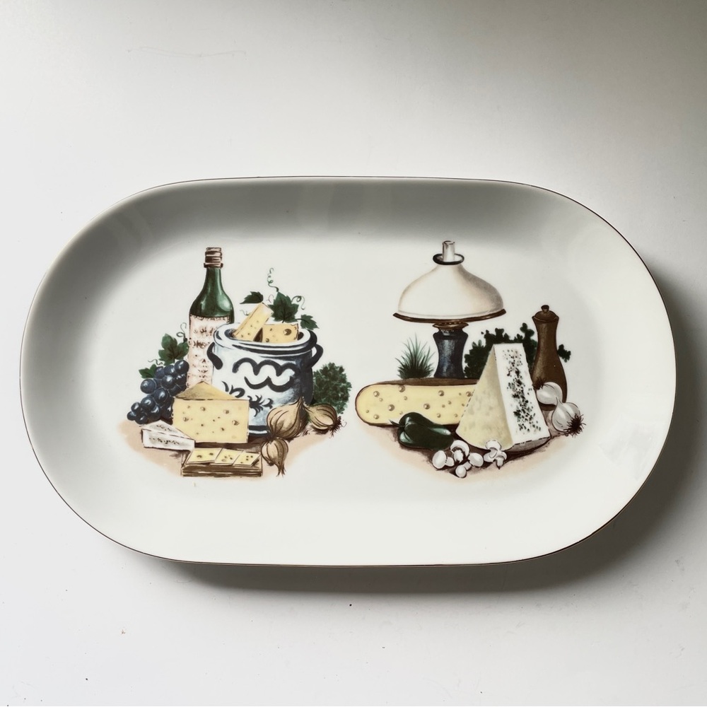 Vintage Kahla Porcelain Oval Platter German Democratic Republic Cheese Wine